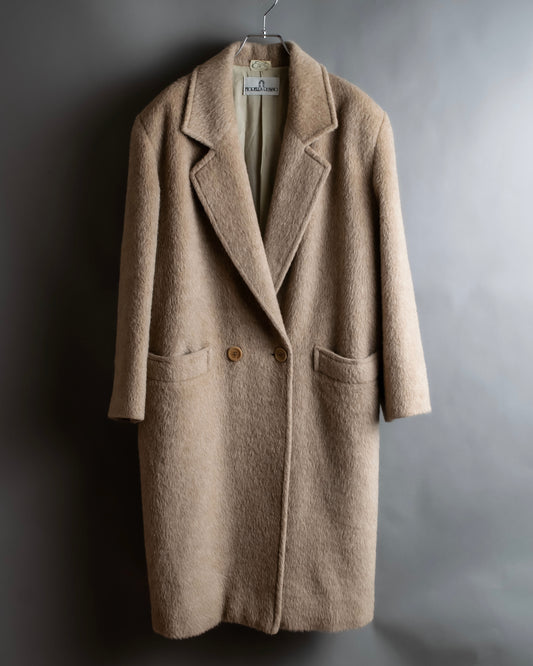 "FIODELLA RUBINO" Brushed beige double breasted chester coat