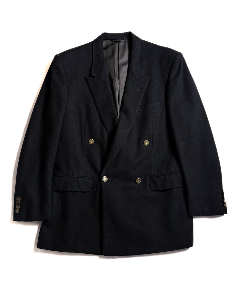 Christian Dior/ Lamb Wool Blended Gold Logo Buttons Blazer Black