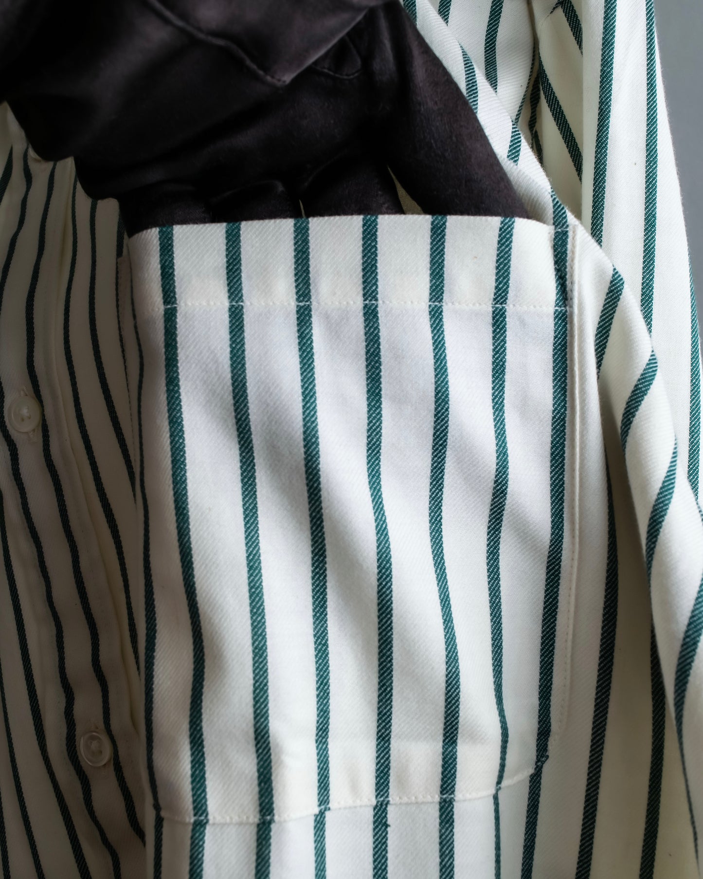 "BURBERRYS" Green stripe pattern oversized shirt