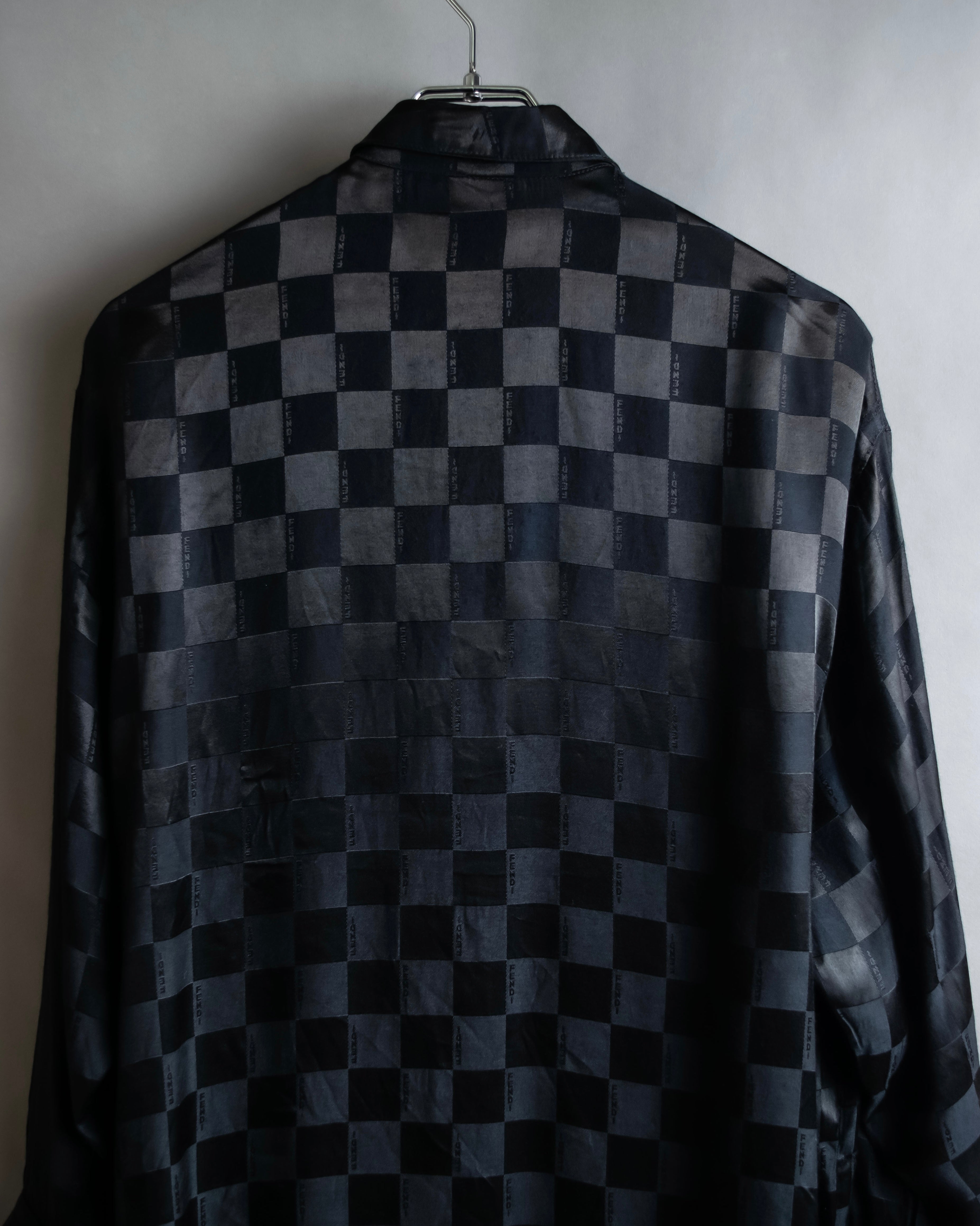"FENDI JEANS" Logo engraved check pattern glossy shirt