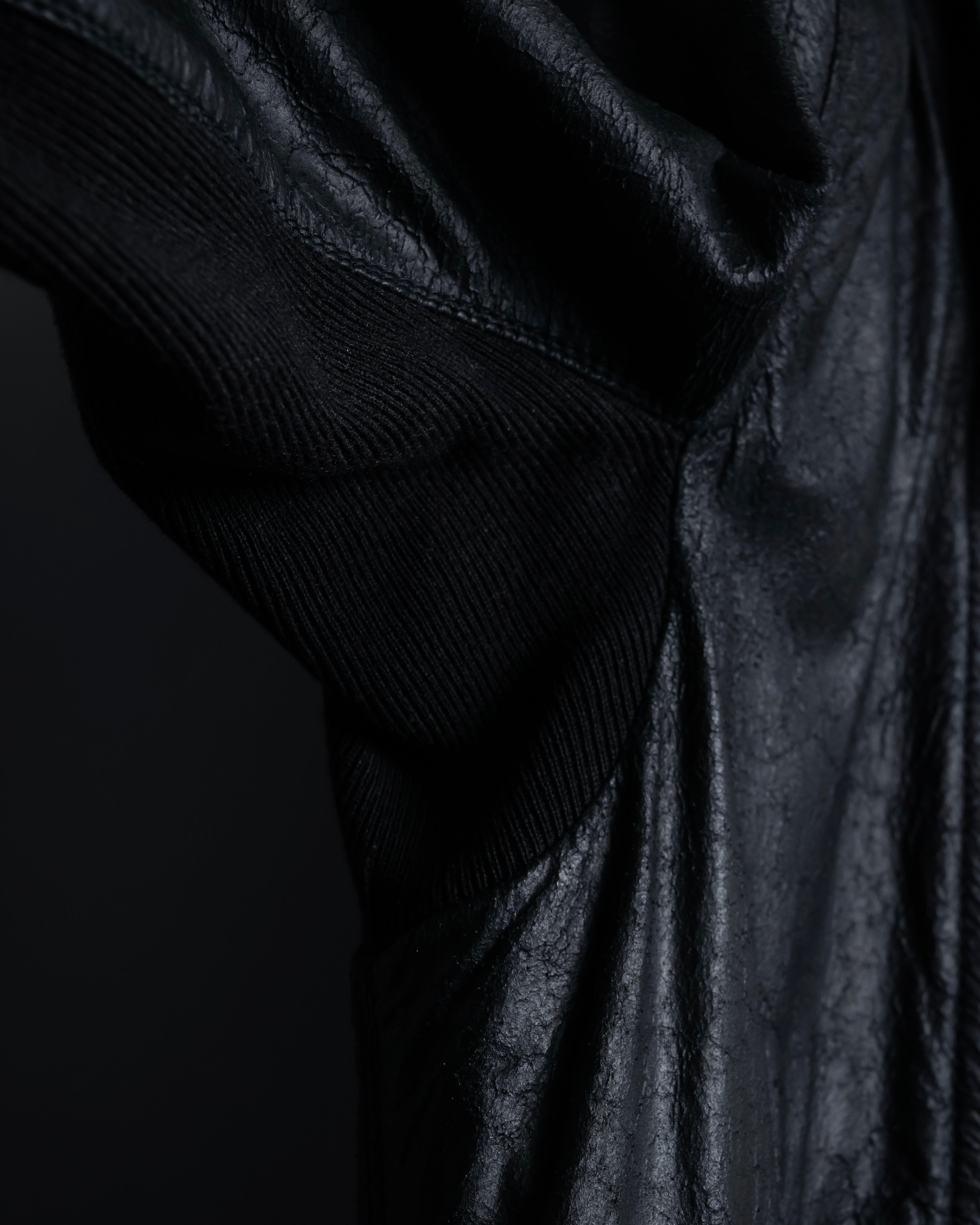 -SPECIAL- "Rick Owens" 15AW Beautiful wrinkles front zip leather jacket