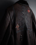 “KENZO” 80’s Folkloric shearling-lined leather long coat