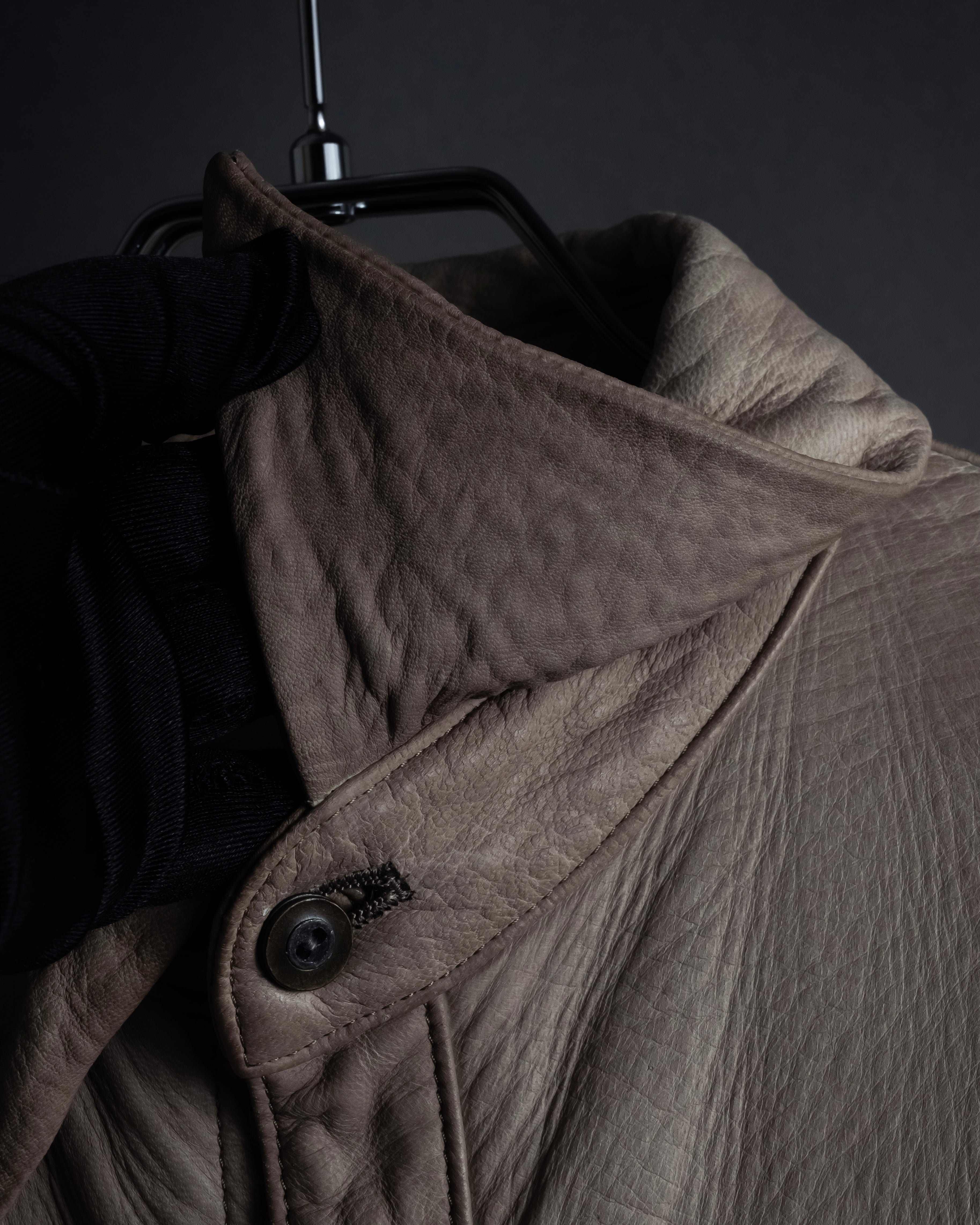 "ISAMU KATAYAMA" Dart-shaped deer leather shirt jacket