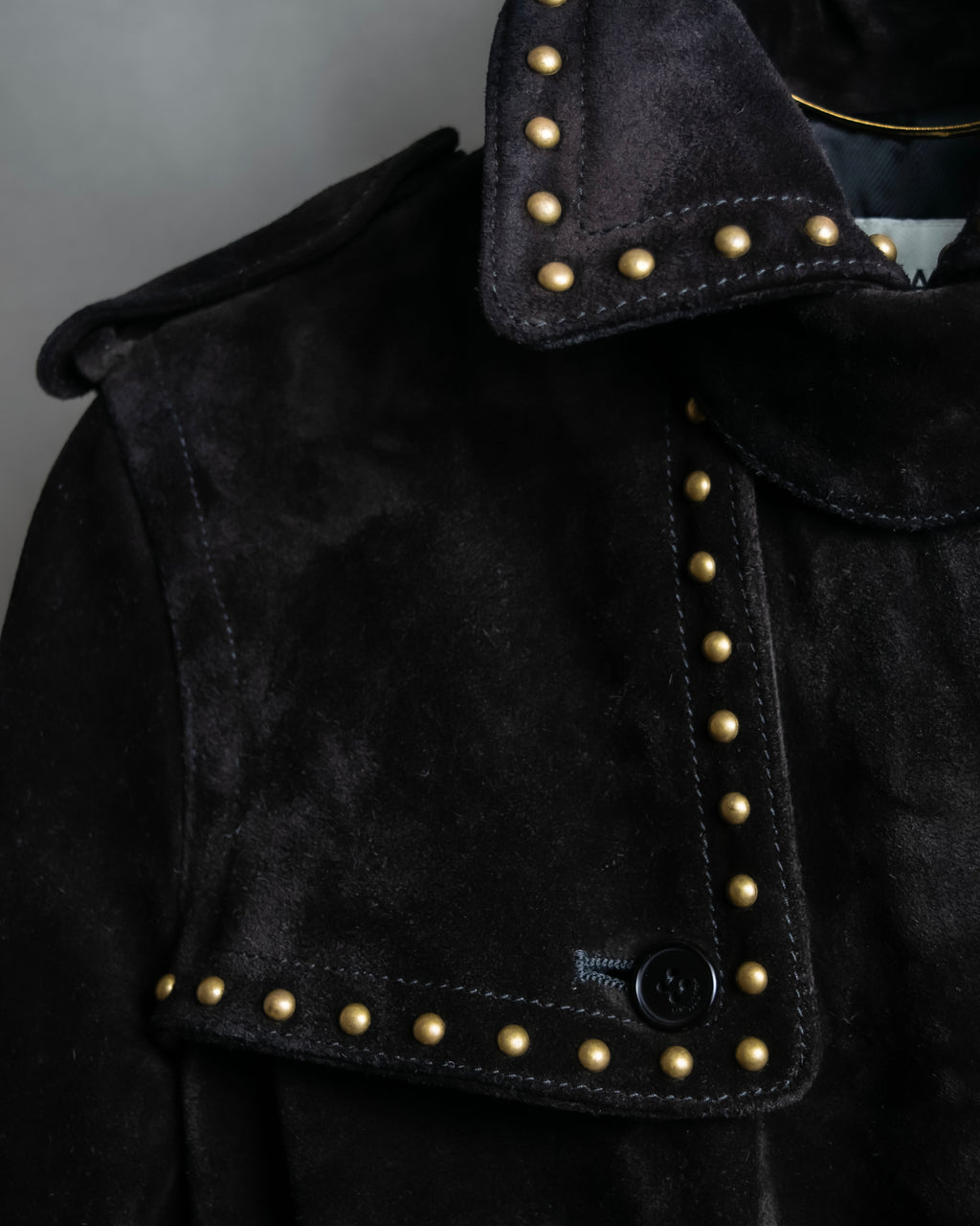 "Saint Laurent" 19AW gold studs design suede long coat
