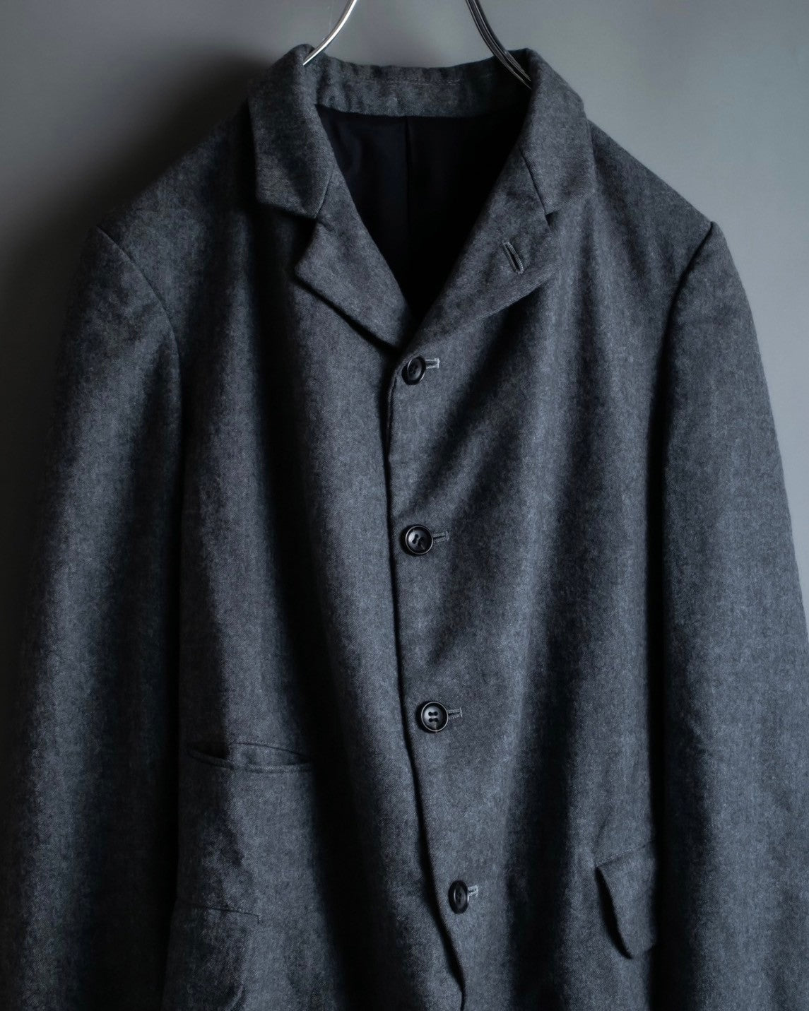 "Comme des Garçons" tailored jacket with stand collar and multiple pockets