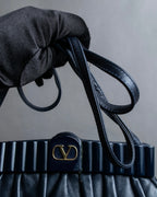 "VALENTINO" Gathered design rounded silhouette shoulder bag