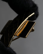"CELINE" Quilted plate design gold brooch