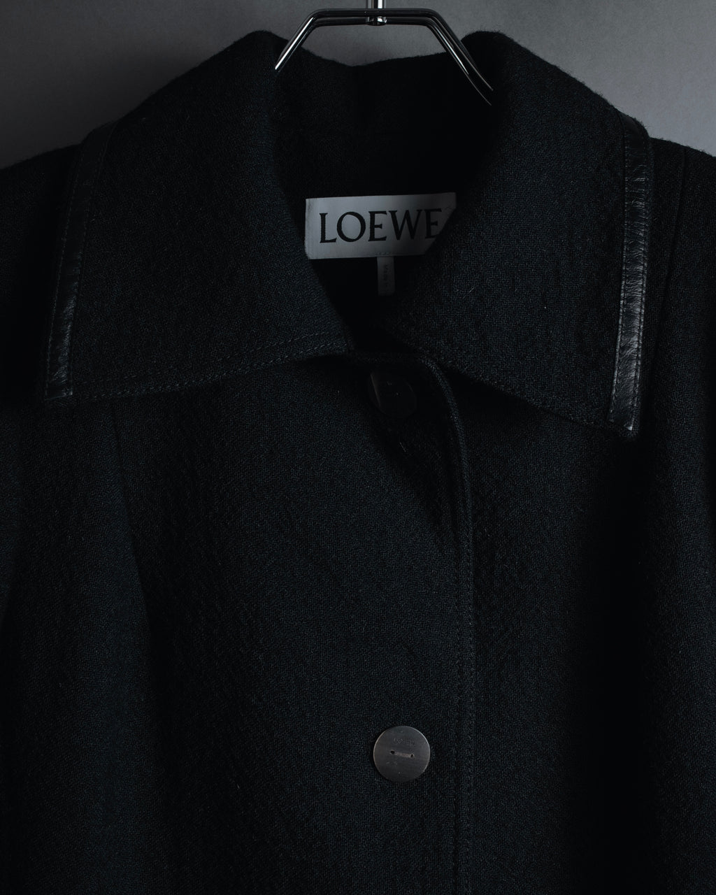 –SPECIALS– "LOEWE" 2017-2018 Minimal a-line calfskin piping coat