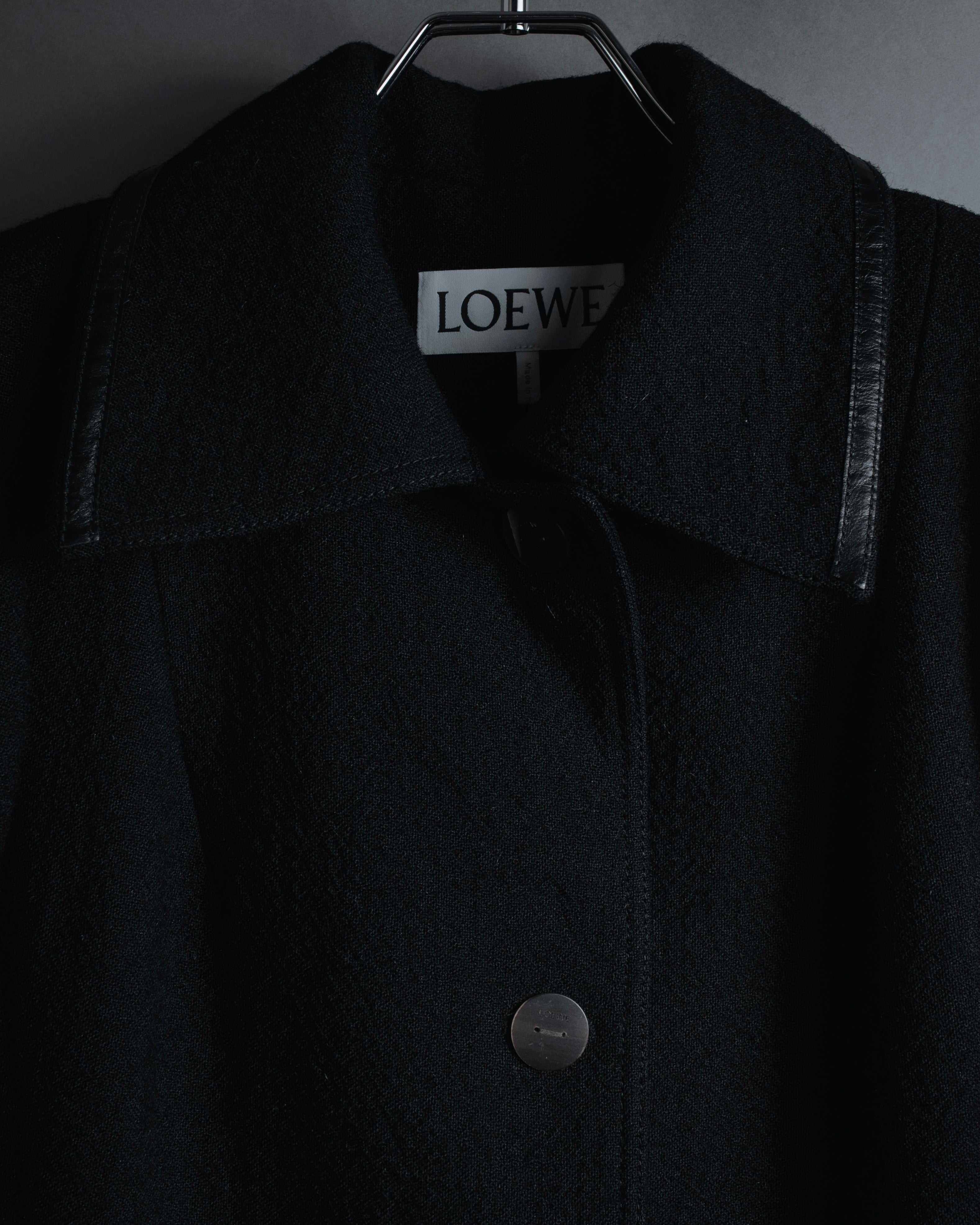 –SPECIALS– "LOEWE" 2017-2018 Minimal a-line calfskin piping coat
