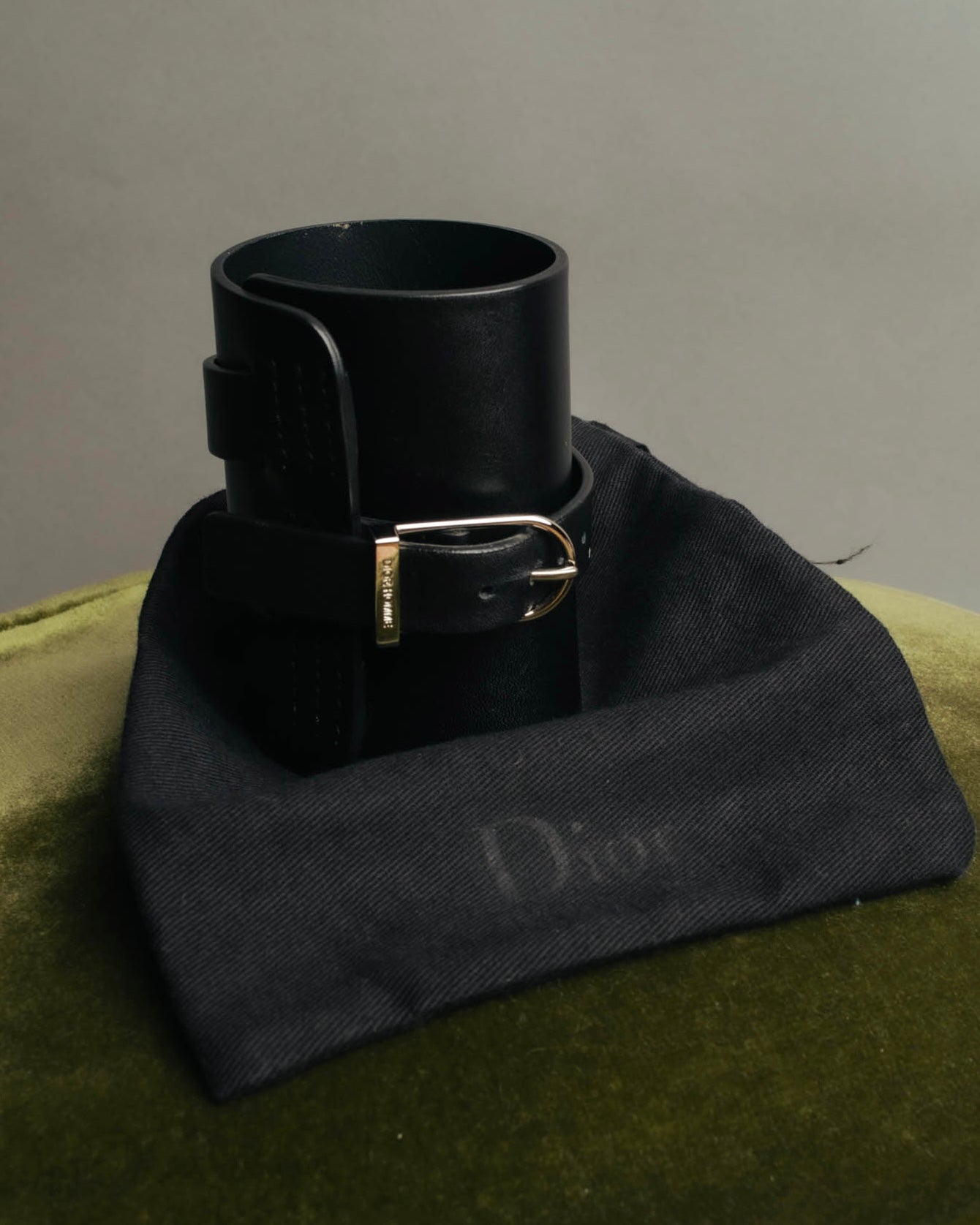 "DIOR HOMME" 00's-10's Black leather wrist cuff