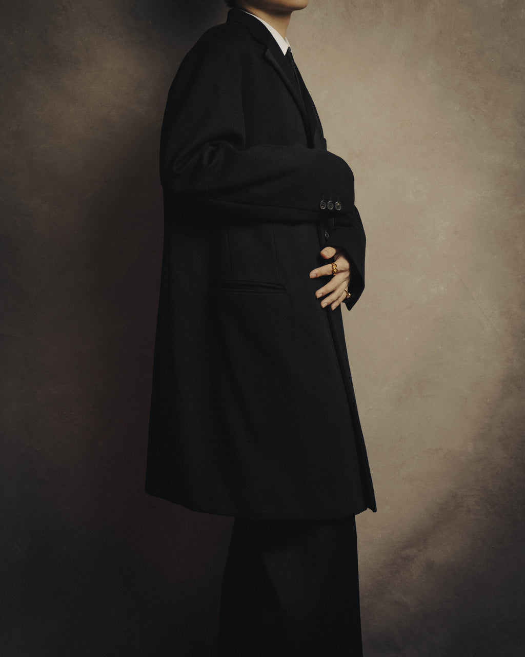 -SPECIAL- “VALENTINO” 2000’s Satin lapel single breasted wool coat