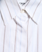 CHANEL/ 2003 Fly Front Design Striped No Sleeve Shirt White