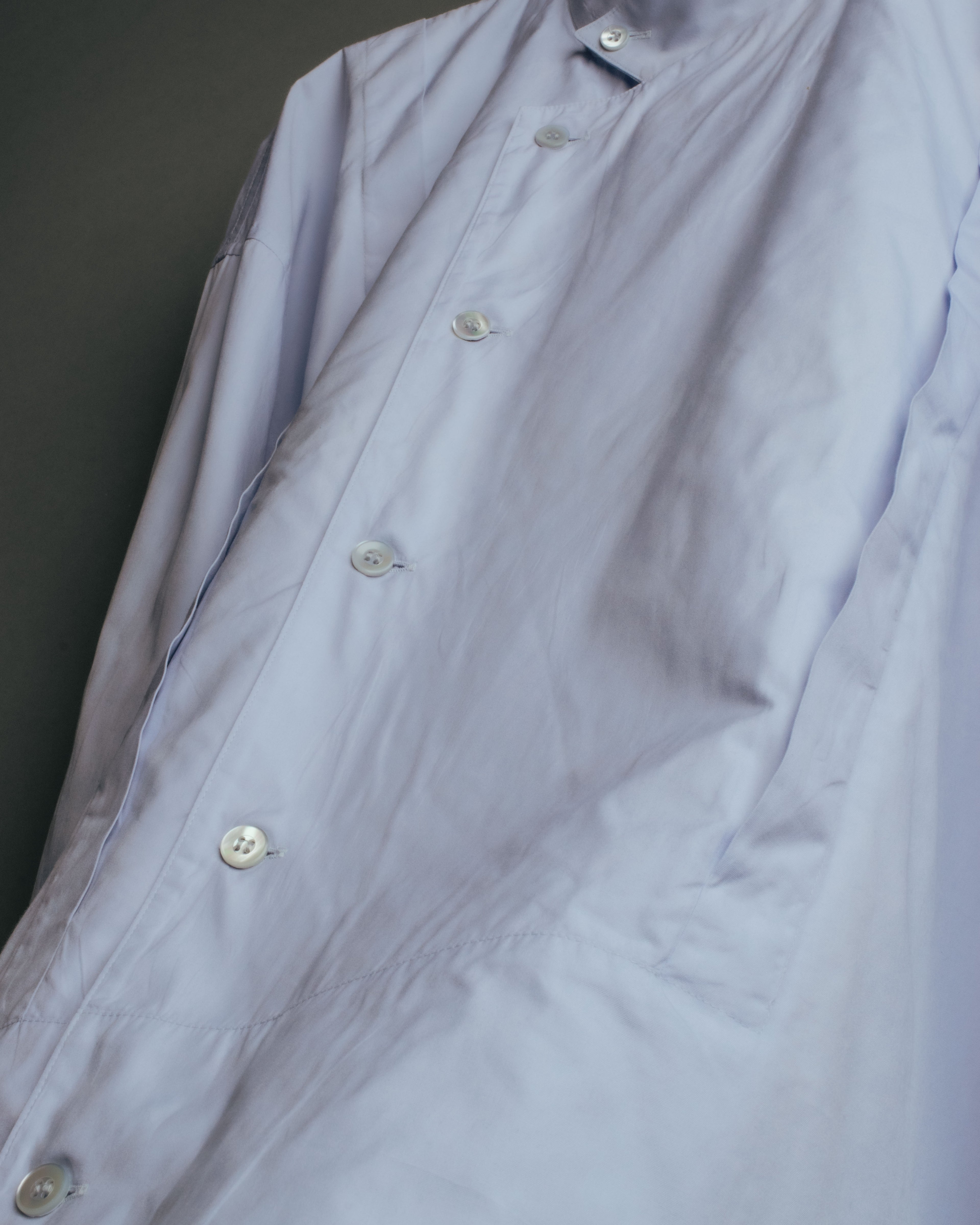 “ISSEY MIYAKE” 90’s-00’s Asymmetric stand collar cotton shirt