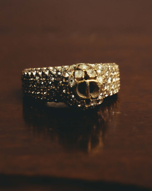 -SPECIAL- “Christian Dior”17-18AW Crystal pavé CD bee double-sided ring