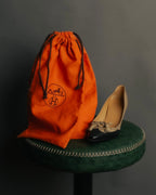 "HERMÈS" 80's-90's Classic bi-color leather tassel brogue pumps