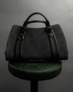 "LOEWE" Harness design logo engraved suede leather hand bag