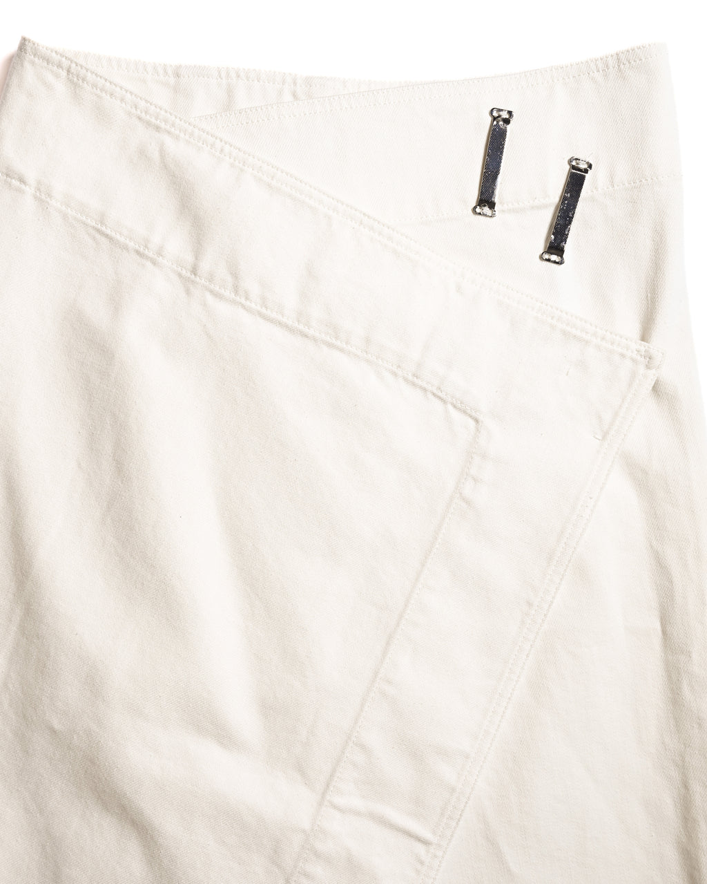 CÉLINE by Phoebe Philo/ Metal Hook Detail Denim Wrap Skirt White