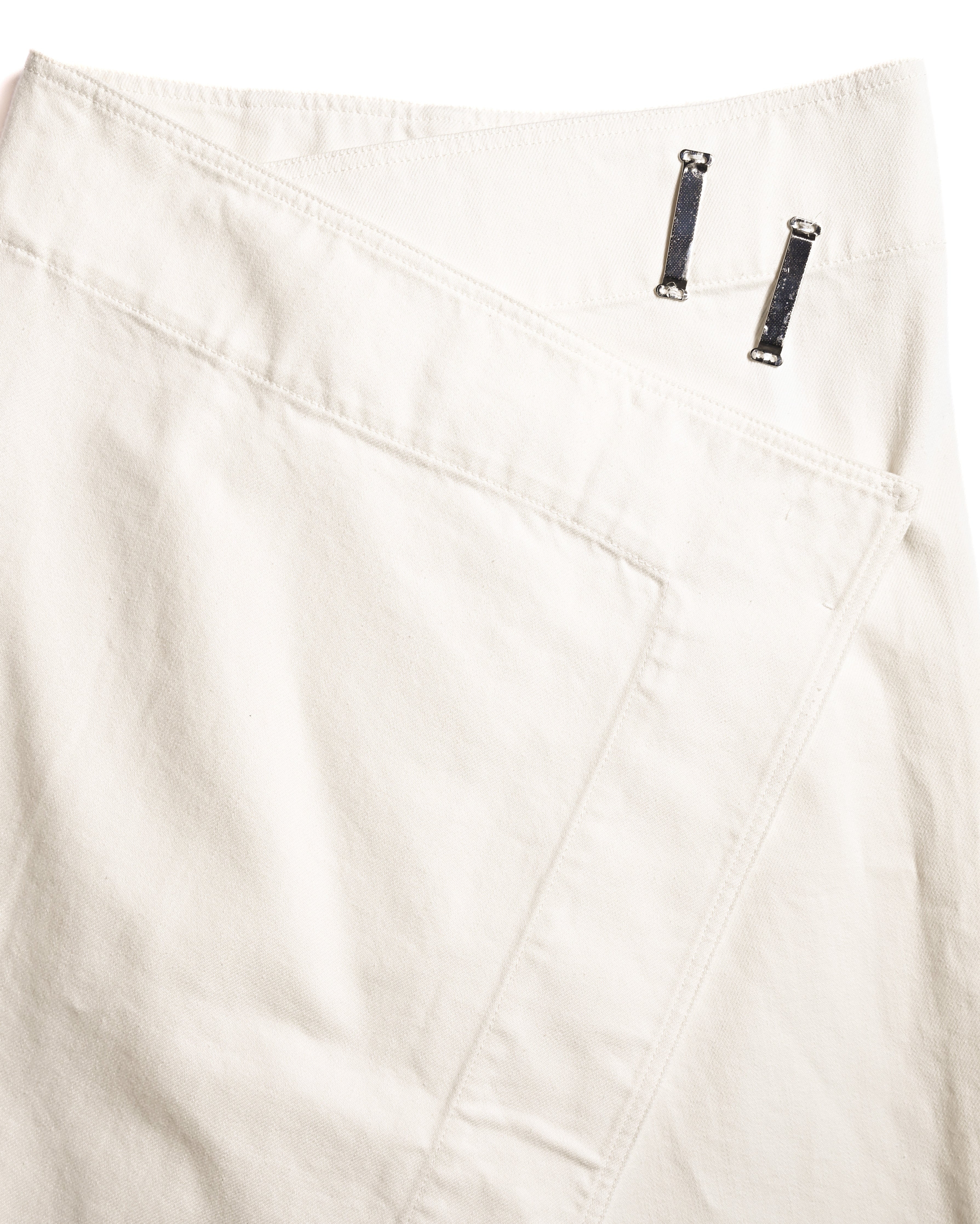 CÉLINE by Phoebe Philo/ Metal Hook Detail Denim Wrap Skirt White