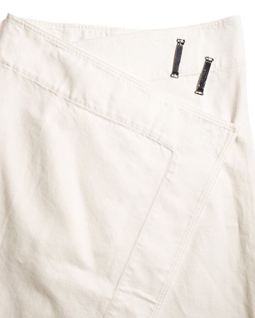 CÉLINE by Phoebe Philo/ Metal Hook Detail Denim Wrap Skirt White