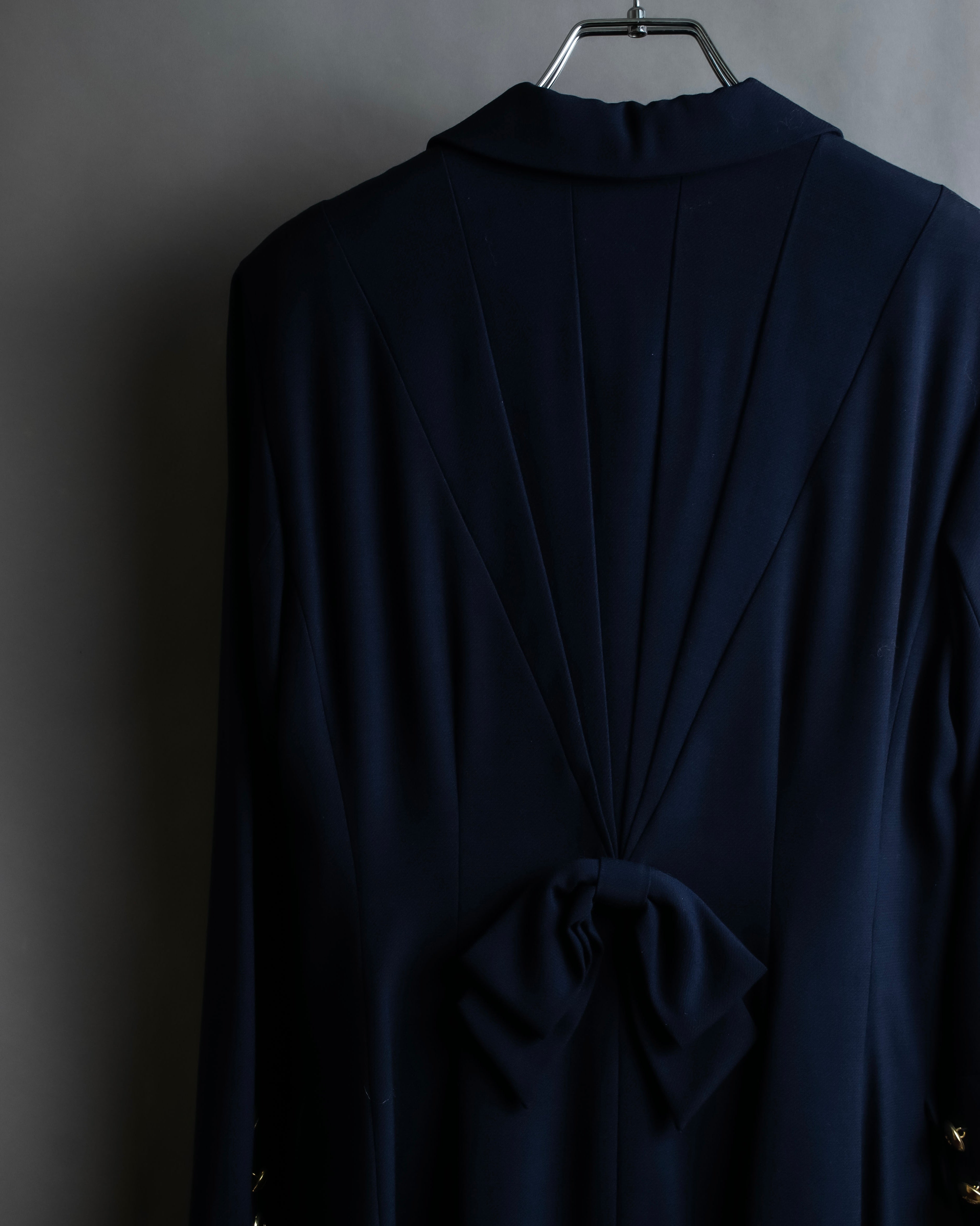 "BALENCIAGA" Gold button design navy color dress