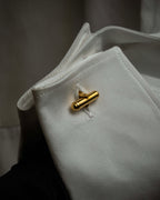 "CHANEL" Dome relief cross motif gold cufflinks