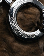 "DOLCE&GABBANA" 00’s-10’s Fur shoulder bag with logo hardware