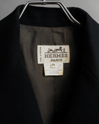 "HERMES" 90's classic detail dark blue tailored jacket