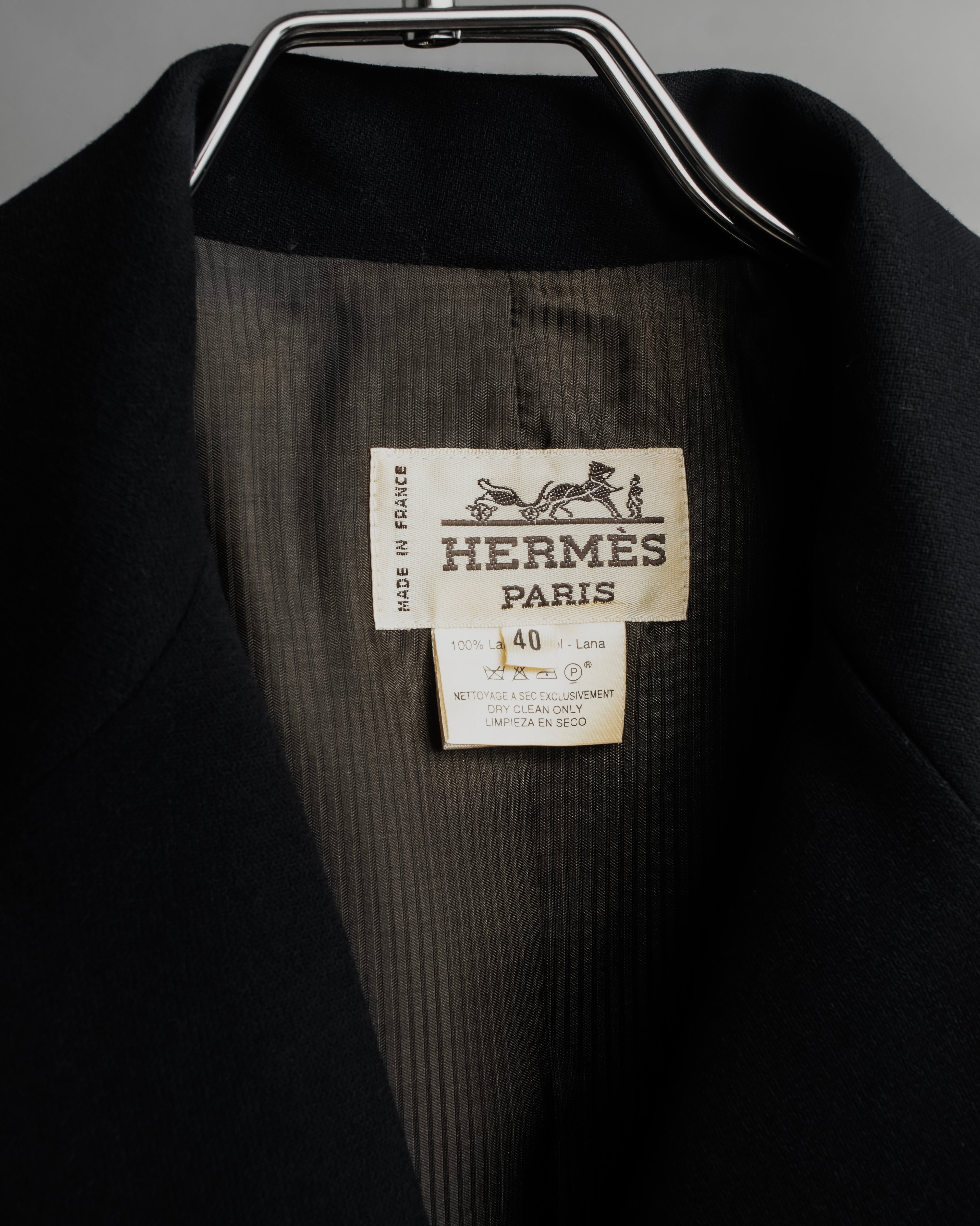 "HERMES" 90's classic detail dark blue tailored jacket