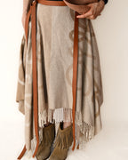LOEWE by Jonathan Anderson/ Fringe Designed Beige Anagram Blanket Skirt