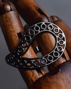 "Maison Martin Margiela" Black lacquered hollow double finger ring