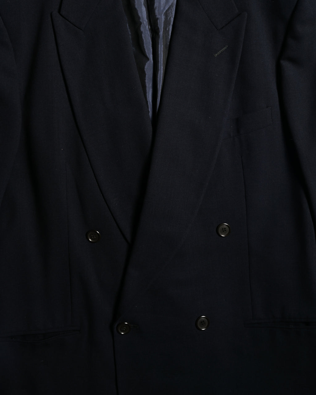 GIORGIO ARMANI/ Curved Lapel Oversized Double Breasted Tailored Jacket Navy