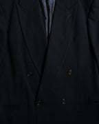 GIORGIO ARMANI/ Curved Lapel Oversized Double Breasted Tailored Jacket Navy