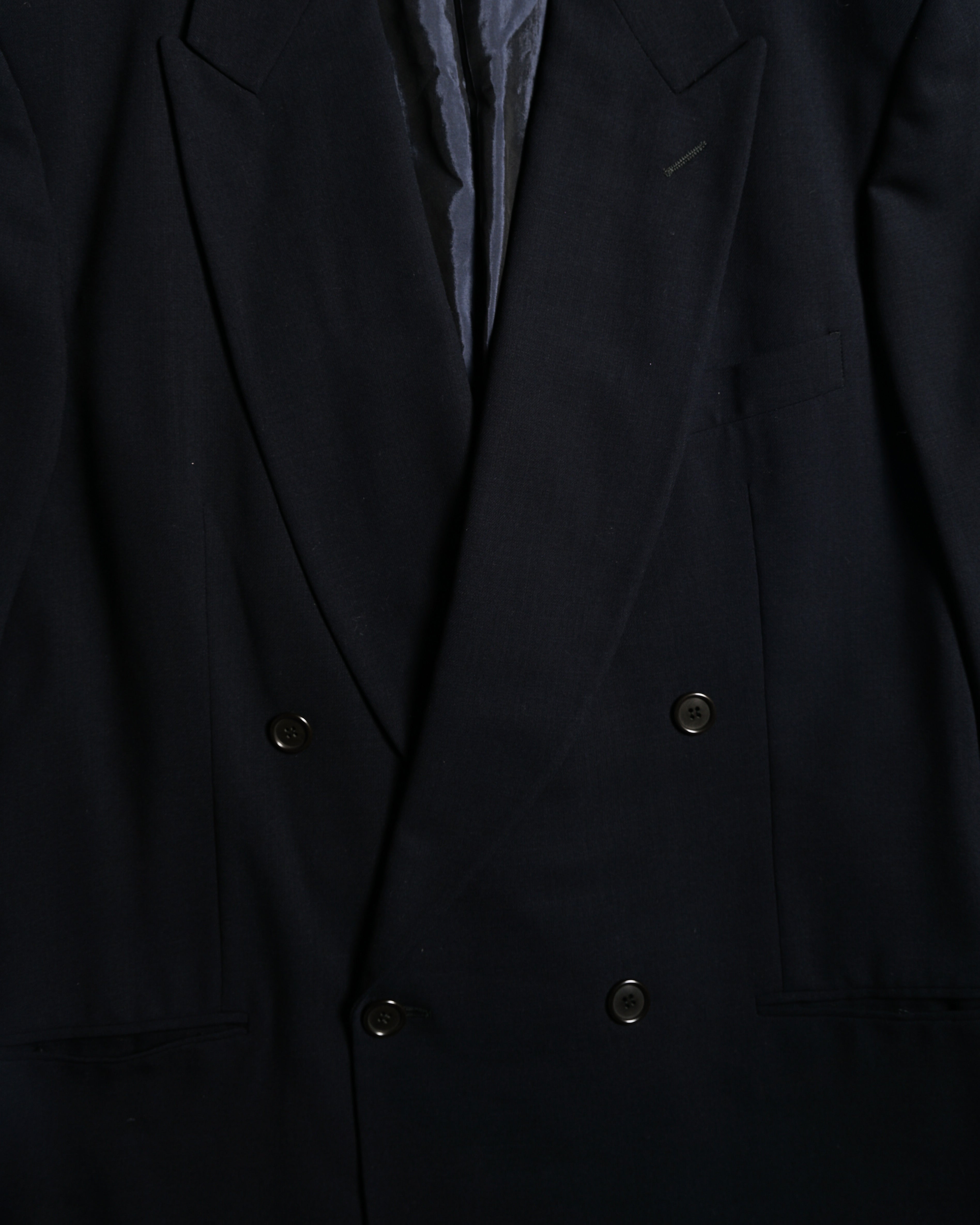 GIORGIO ARMANI/ Curved Lapel Oversized Double Breasted Tailored Jacket Navy