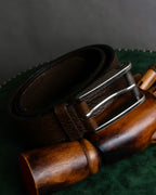 "GUCCI" Large buckle grained leather belt