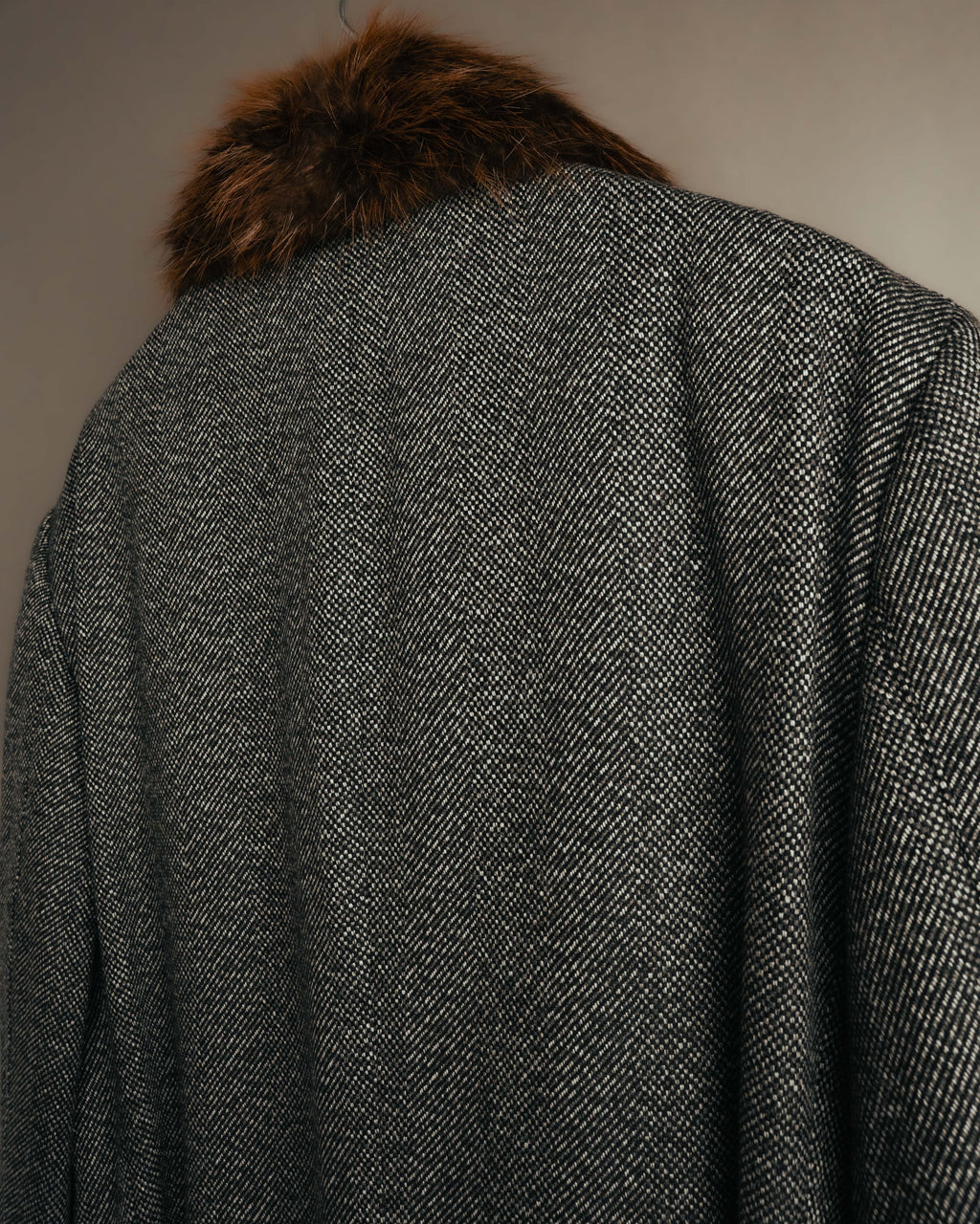 -SPECIAL- "GUCCI" 00's-10's Luxurious beaver fur-collar wool overcoat