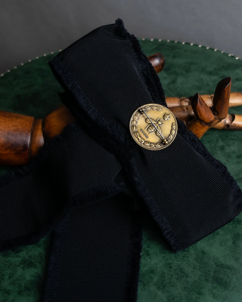 "GUCCI" Black bejeweled grosgrain ribbon