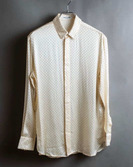 "Saint Laurent Paris" 100% silk rhinestone design shirt