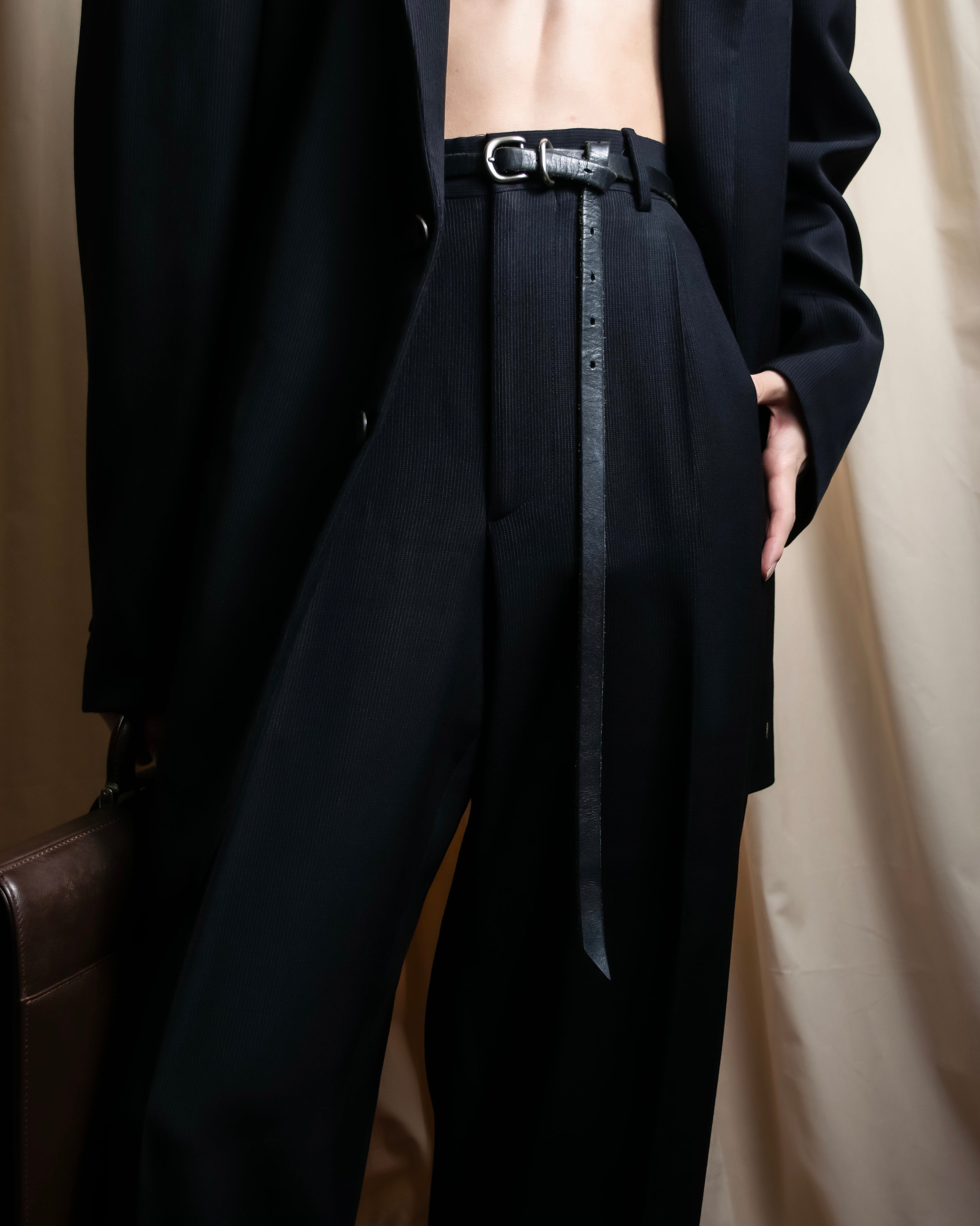 "GIORGIO ARMANI" Beautiful drape navy wool set up