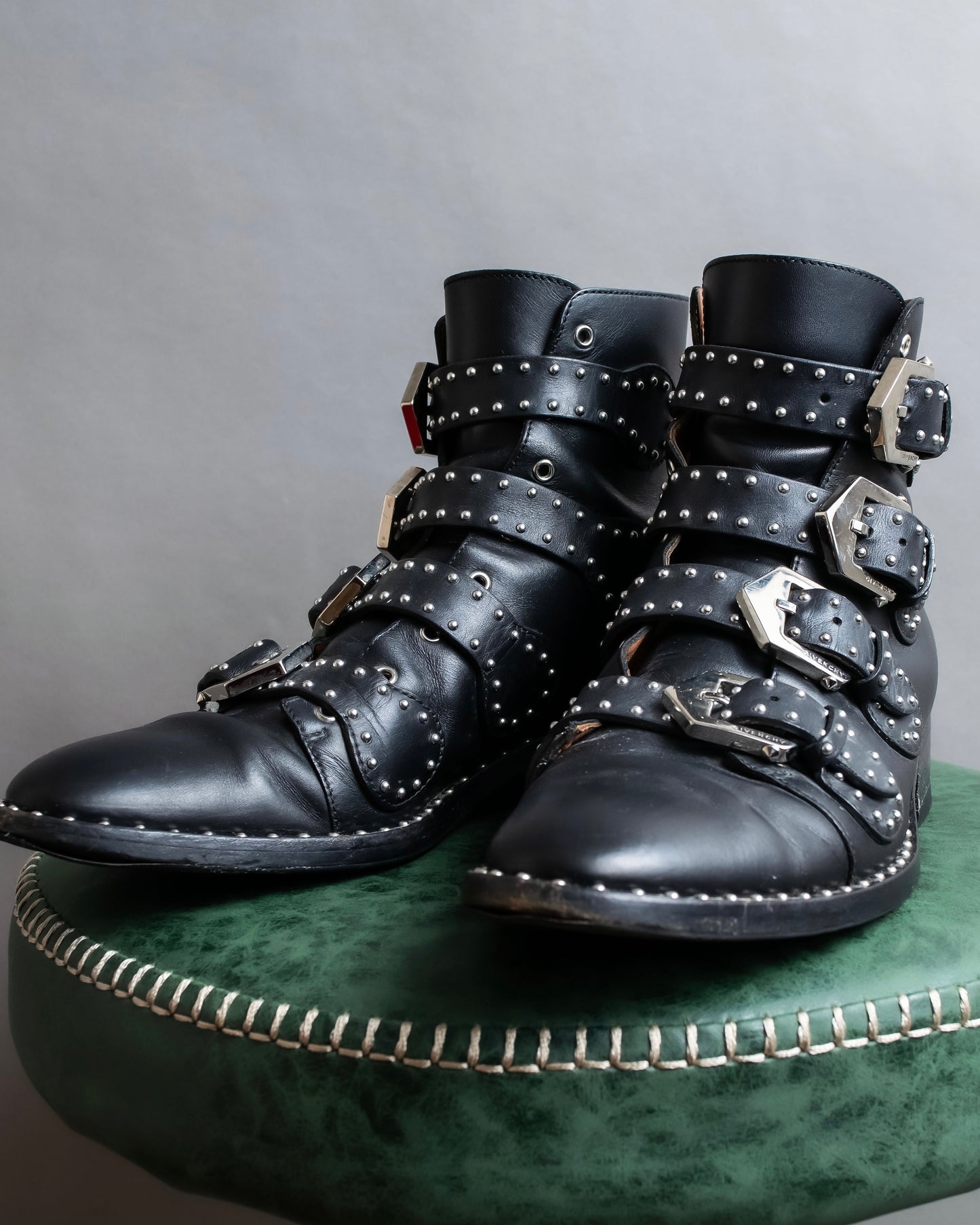 "GIVENCHY" Belt and stud design leather boots