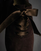 “Yves Saint Laurent” 90’s-00’s Suede ribbon lace-up pumps