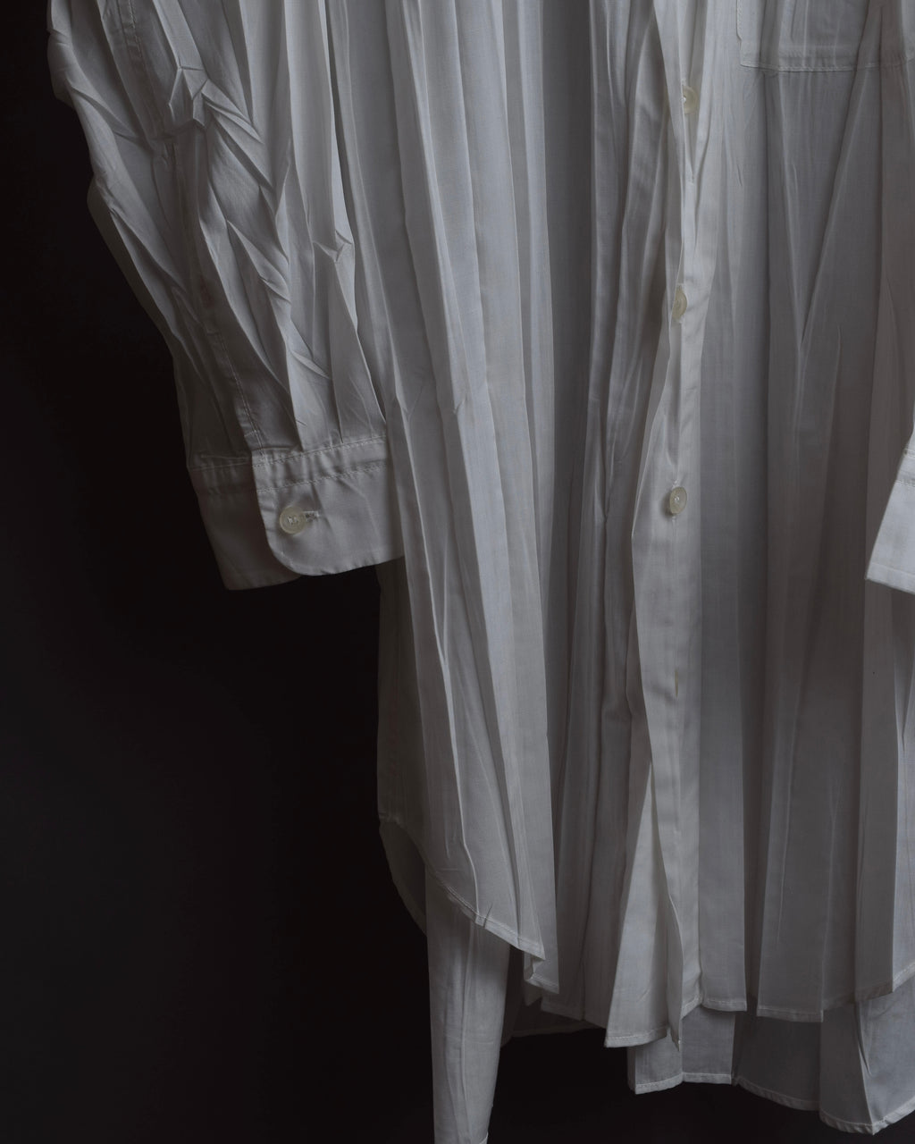 "ISSEY MIYAKE" Pleated design polyester long shirt
