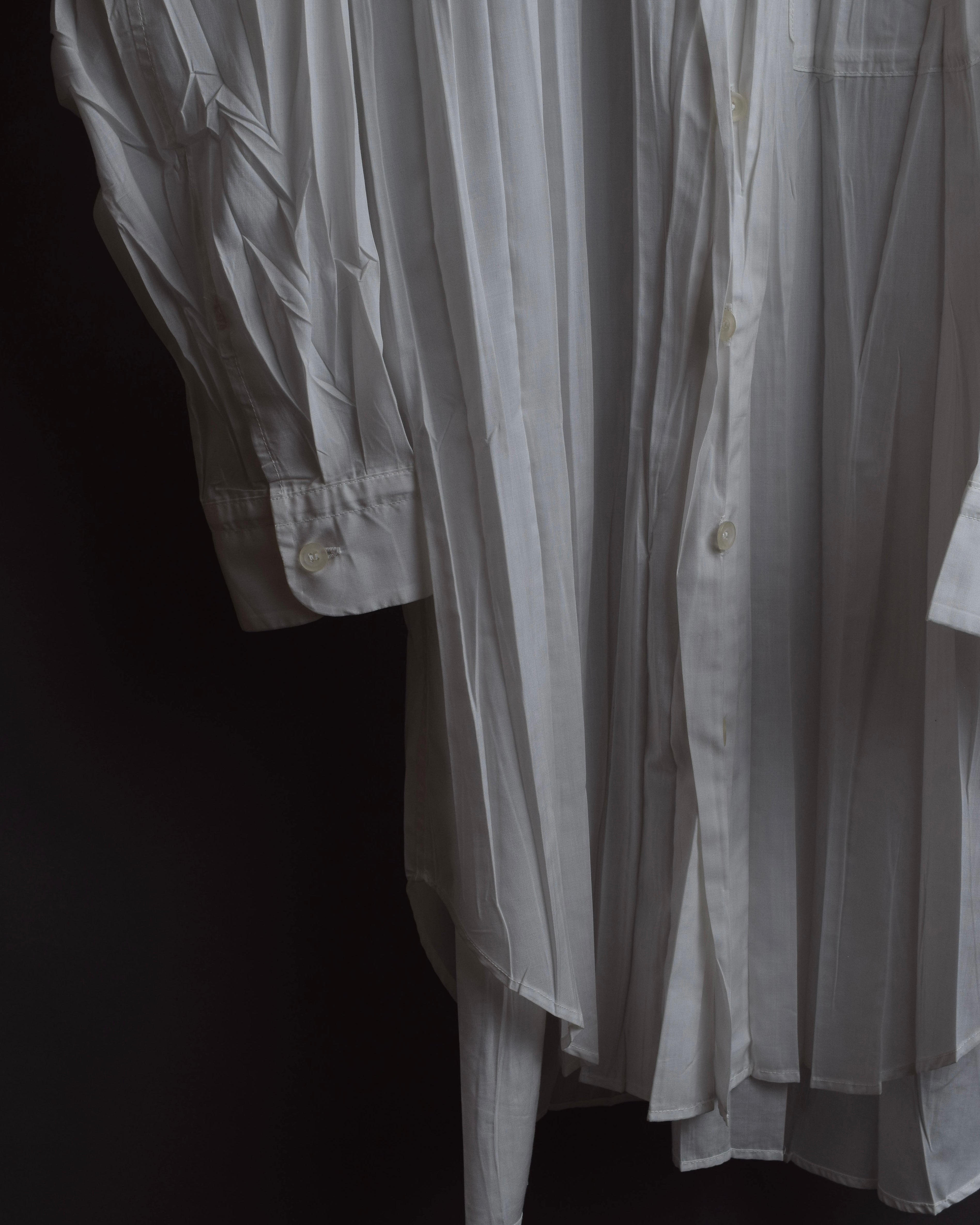 "ISSEY MIYAKE" Pleated design polyester long shirt