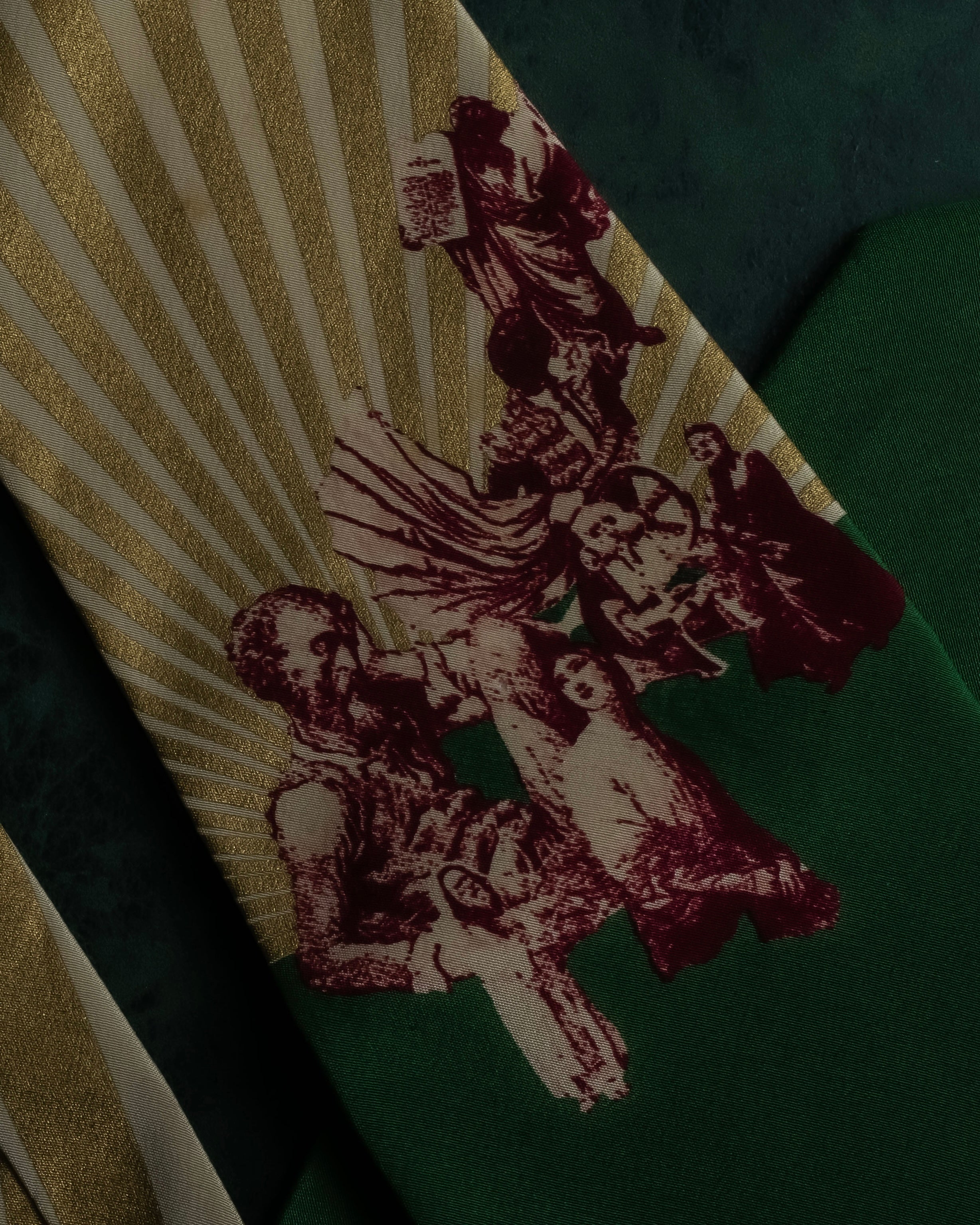 "JEAN PAUL GAULTIER" Radiation gold & human pattern silk neck tie