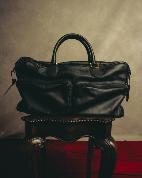 -SPECIAL- “LOEWE” 80’s-90’s Anagram multi-pocket leather travel bag