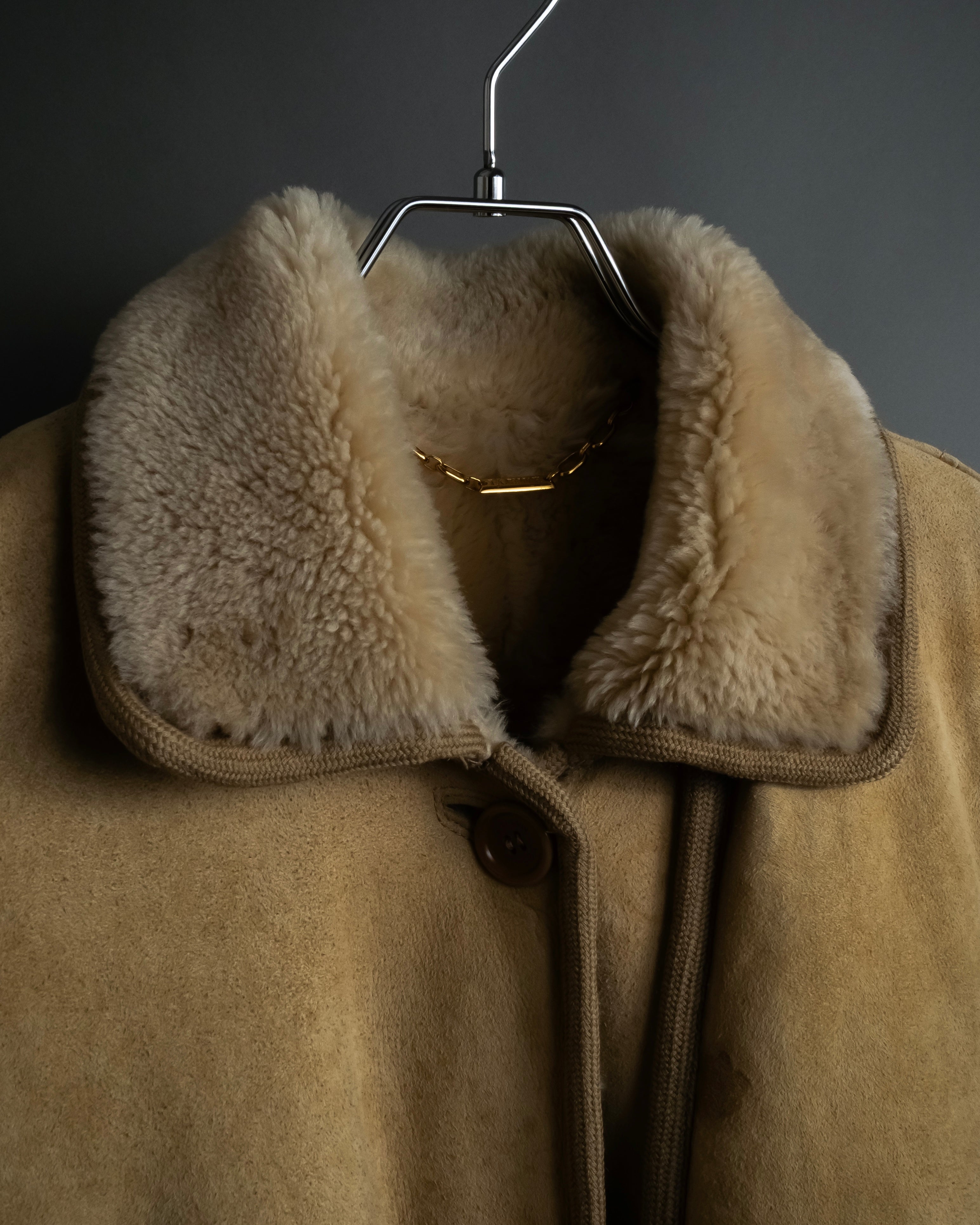 "LOEWE" 90's Panel-switched design mouton shearling coat