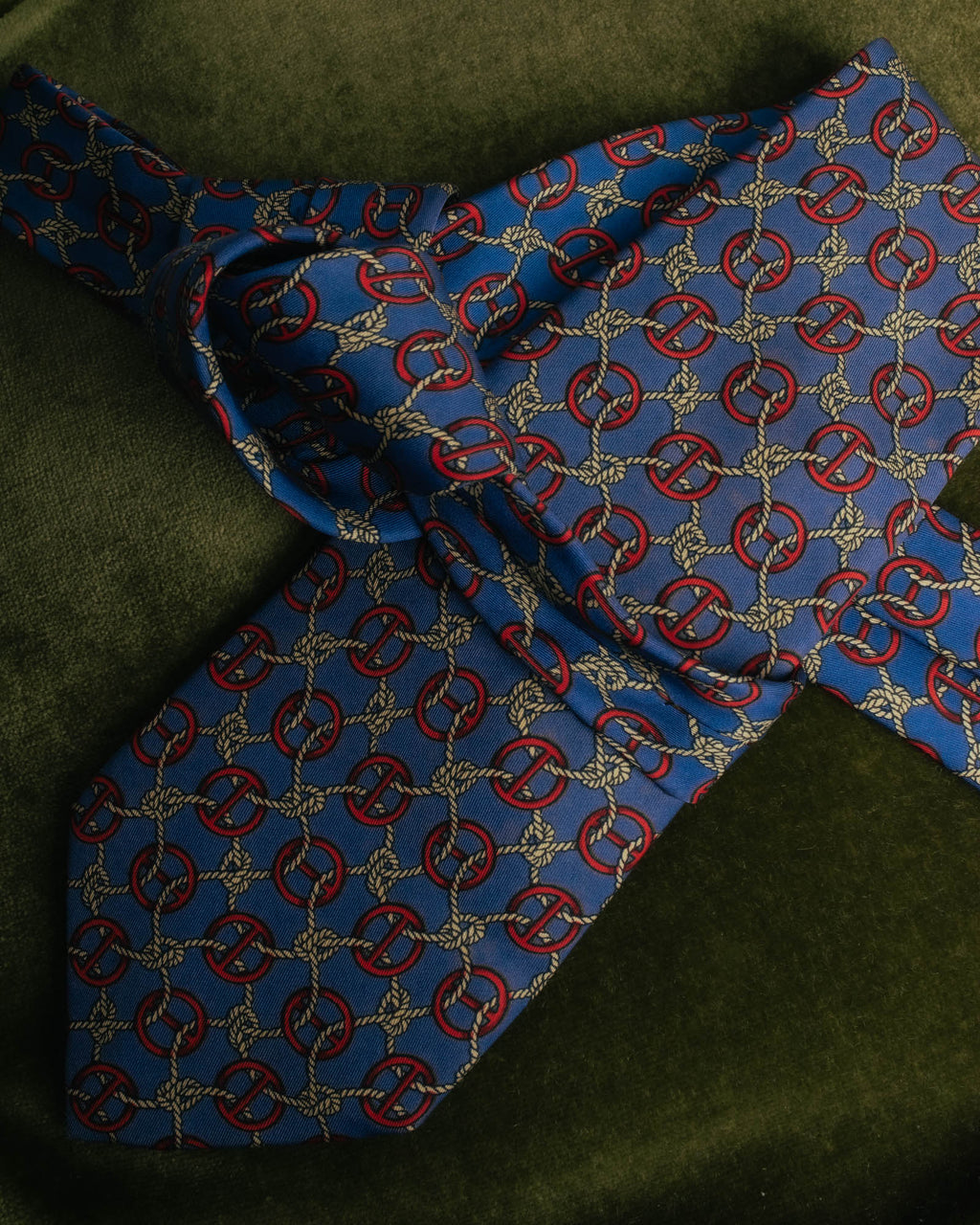 “HERMÈS” 90’s Rope and H motif silk tie