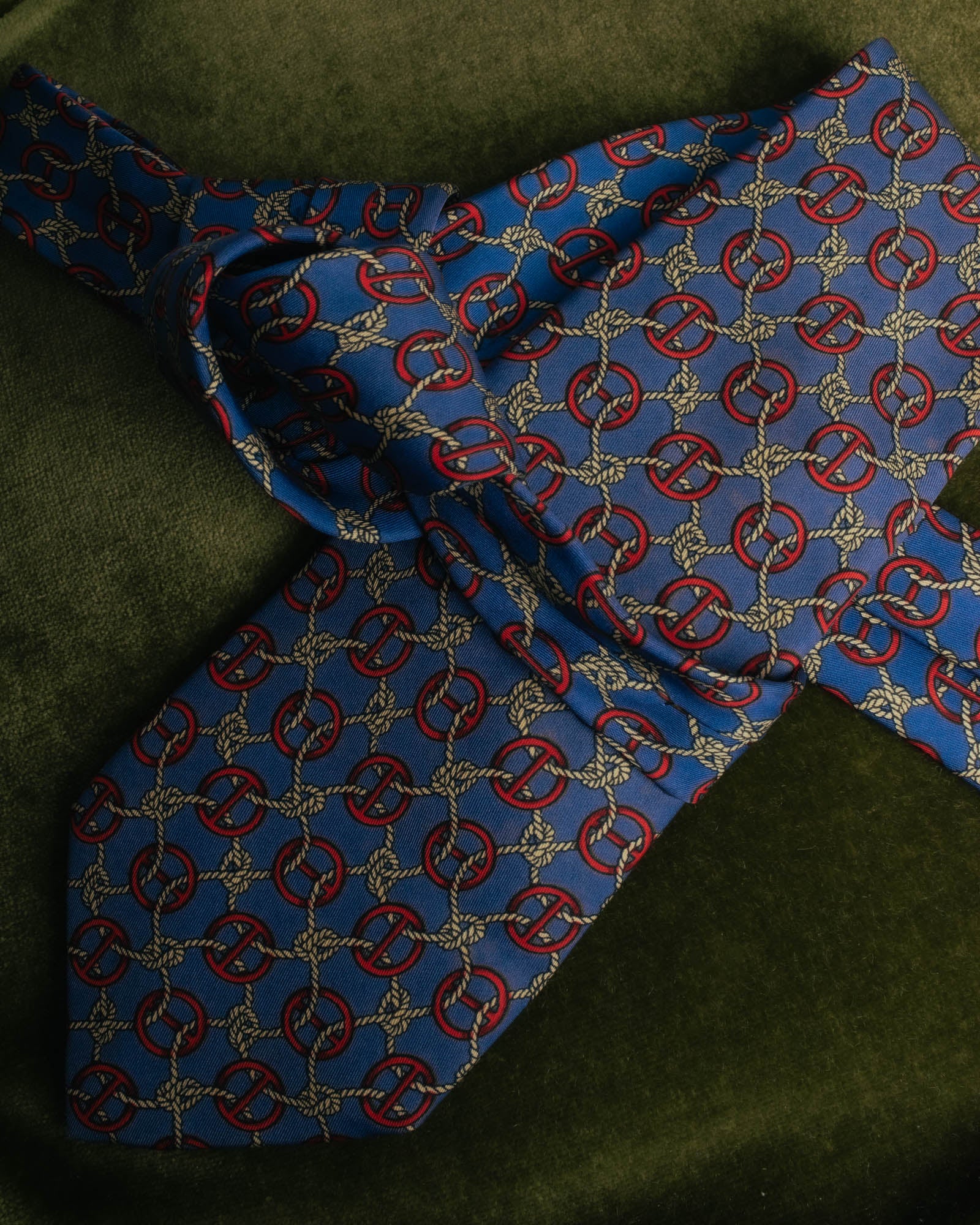 “HERMÈS” 90’s Rope and H motif silk tie