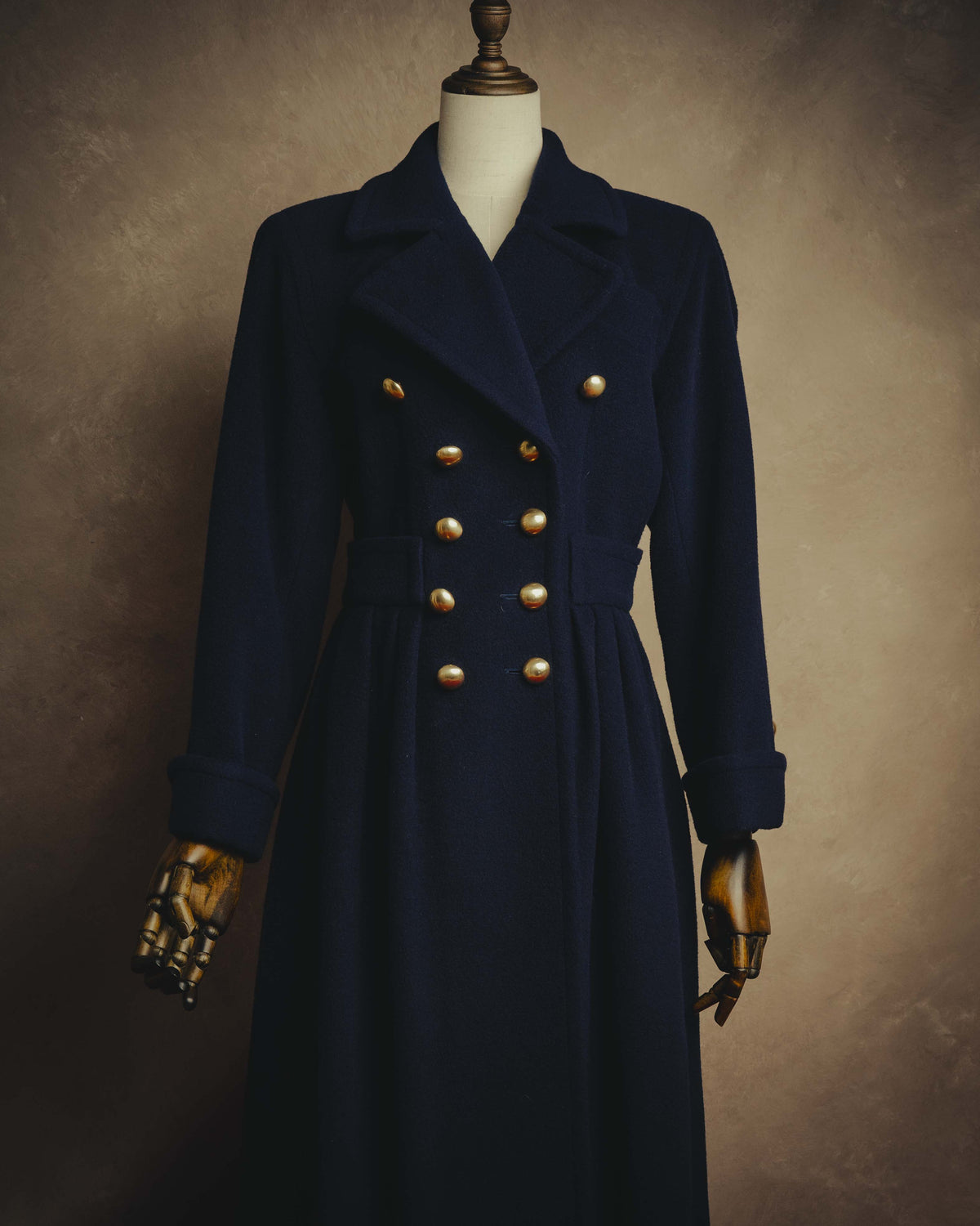 "Yves Saint Laurent" 80's-90's Gold-buttoned double-breasted wool coat