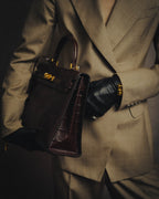 -SPECIAL- "CRISTIAN FLORENCE" 90's-00's Classic crocodile embossed leather structured top handle bag