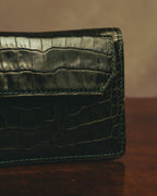 "Yves Saint Laurent" 80's Dark green crocodile compact wallet
